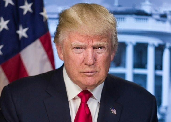 Portrait of Donald Trump symbolising the potential impact of Harris or Trump on Swiss wealth management industry stability.