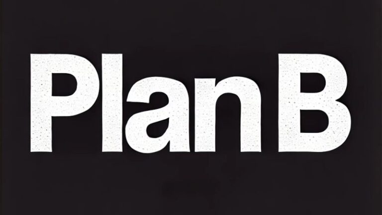 Plan B in fettgedruckter weisser Schrift auf schwarzem Hintergrund, der eine proaktive Karriereplanung für Privatbankiers symbolisiert.