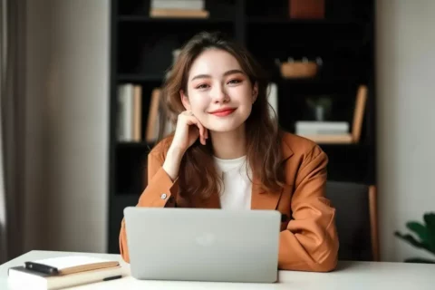 Studentin im Private Banking, die Finanzen studiert, um Kundenberaterin im Schweizer Private Banking zu werden.
