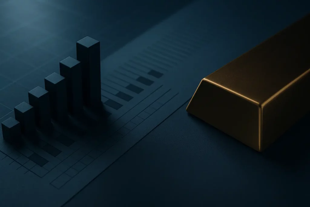 Gold bars symbolising physical precious metals in Swiss wealth management portfolios for stability and inflation protection