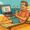 Cartoon-Mann am Strand mit geöffnetem Laptop und "Abwesenheits"-E-Mail - Sommermoment der Vermögensverwaltung