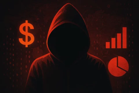 Illustration eines vermummten Cyberangreifers, der das digitale Risiko für Websites der öffentlichen Vermögensverwaltung symbolisiert.