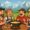 Cartoon-style Swiss family enjoying fondue with Alps in background, celebrating National Day with charm and tradition