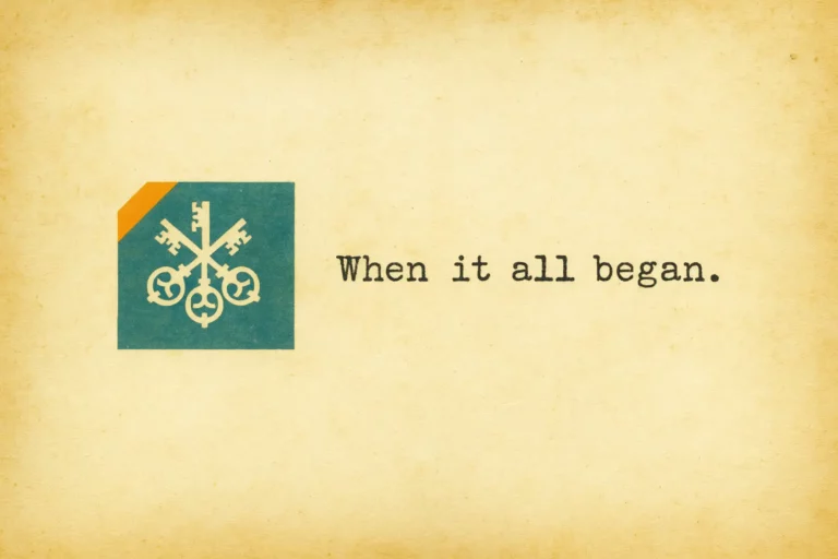 Vintage-style image with UBS logo and the phrase "When it all began" symbolising historical roots of wealth management.