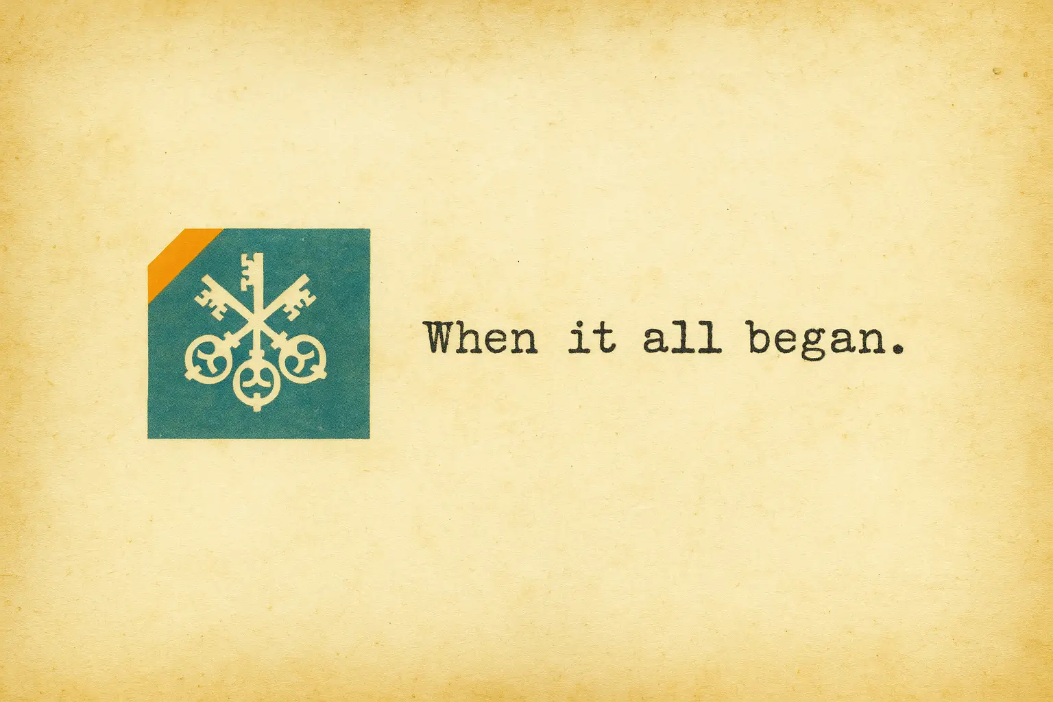 Bild im Vintage-Stil mit UBS-Logo und dem Satz "When it all began" als Symbol für die historischen Wurzeln der Vermögensverwaltung.