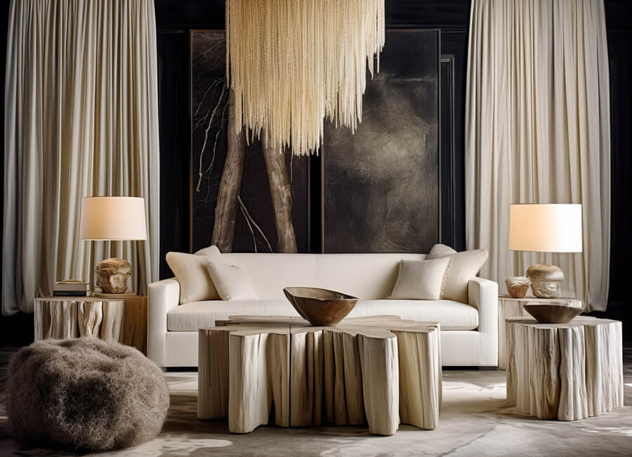 Natural wood and neutral tones representing sustainable wealth management values
