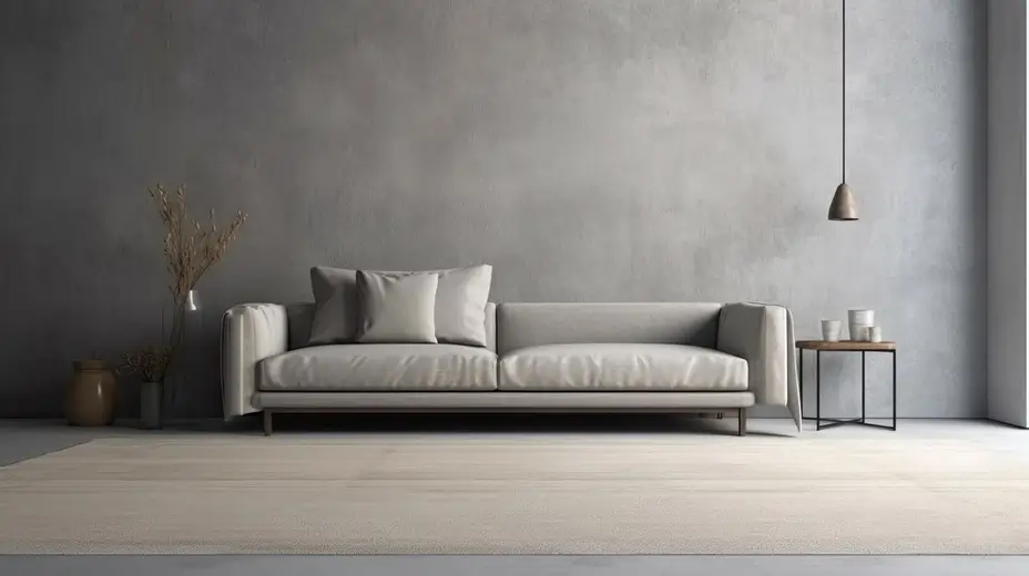 Modern sofa and muted tones in contemporary space, symbolising stability and innovation in Swiss independent wealth management.