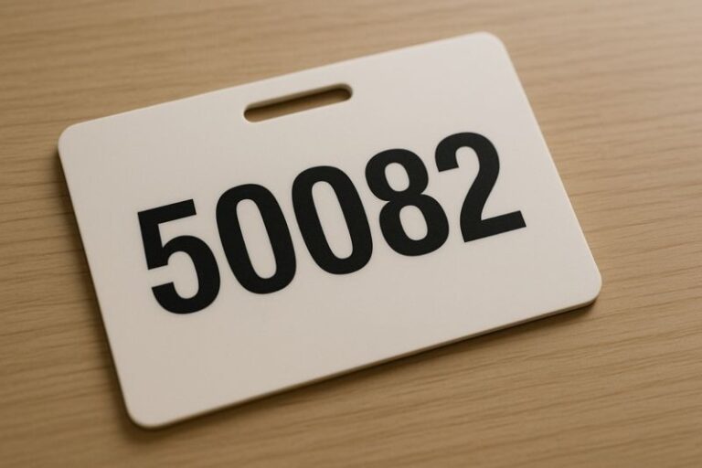 Private banker ID badge with number 50082 on a desk, symbolising lack of individuality in large institutions