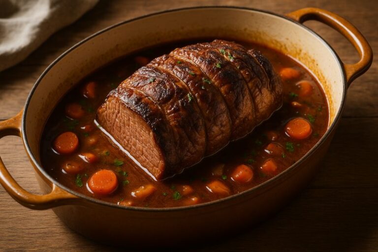 Roast beef in a casserole symbolising flavour, choice and independence in wealth management.