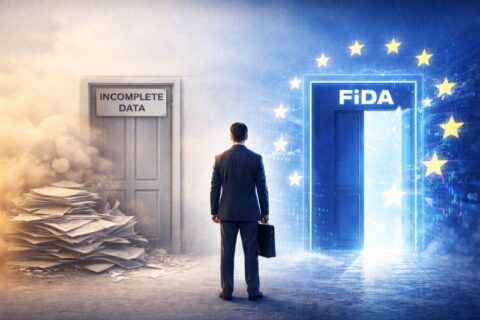 Financial Data Access Regulation (FiDA) symbolised by transition from incomplete data to EU Open Finance framework