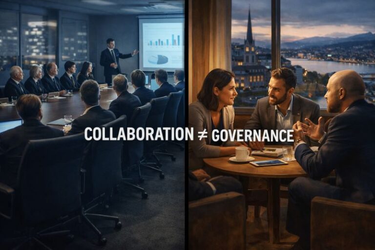 Zusammenarbeitsherausforderungen im Vermögensmanagement zwischen Governance und realem Austausch