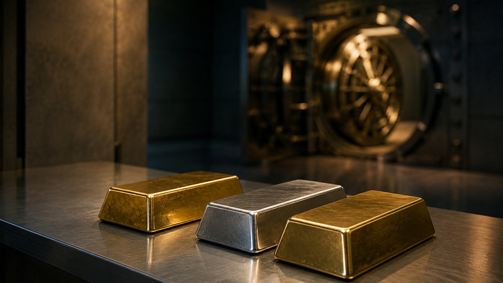 Goldlagerung in der Schweiz: Gold- und Silberbarren in einem Schweizer Tresor